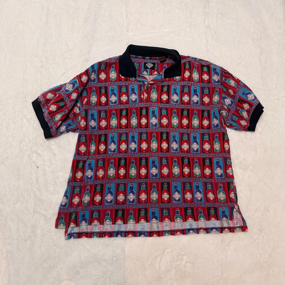 Tabasco Other - Vintage 90s Tabasco Brand Sportswear All-Over Print Polo Shirt Men’s L